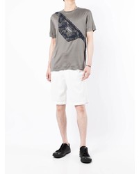 Мужская темно-серая футболка с круглым вырезом с камуфляжным принтом от Emporio Armani