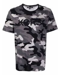 Мужская темно-серая футболка с круглым вырезом с камуфляжным принтом от Michael Kors