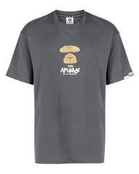Мужская темно-серая футболка с круглым вырезом с принтом от AAPE BY A BATHING APE