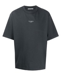 Мужская темно-серая футболка с круглым вырезом с принтом от Acne Studios