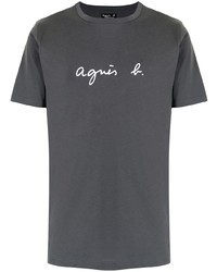 Мужская темно-серая футболка с круглым вырезом с принтом от agnès b.