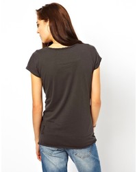 Женская темно-серая футболка с круглым вырезом с принтом