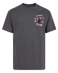 Мужская темно-серая футболка с круглым вырезом с принтом от Anti Social Social Club
