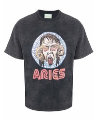 Мужская темно-серая футболка с круглым вырезом с принтом от Aries