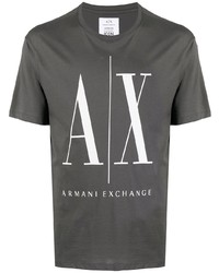 Мужская темно-серая футболка с круглым вырезом с принтом от Armani Exchange