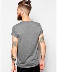 Мужская темно-серая футболка с круглым вырезом с принтом от Asos