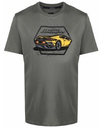 Мужская темно-серая футболка с круглым вырезом с принтом от Automobili Lamborghini