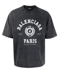 Мужская темно-серая футболка с круглым вырезом с принтом от Balenciaga