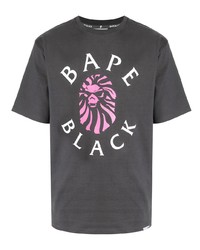Мужская темно-серая футболка с круглым вырезом с принтом от BAPE BLACK *A BATHING APE®