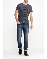 Мужская темно-серая футболка с круглым вырезом с принтом от BLEND