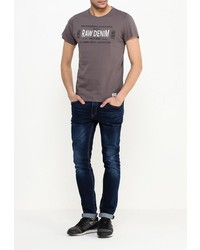 Мужская темно-серая футболка с круглым вырезом с принтом от BLEND