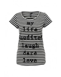 Женская темно-серая футболка с круглым вырезом с принтом от BlendShe
