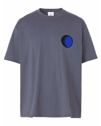 Мужская темно-серая футболка с круглым вырезом с принтом от Burberry