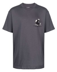 Мужская темно-серая футболка с круглым вырезом с принтом от Carhartt WIP