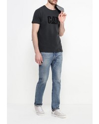 Мужская темно-серая футболка с круглым вырезом с принтом от Caterpillar