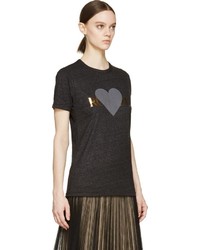 Женская темно-серая футболка с круглым вырезом с принтом от Rodarte