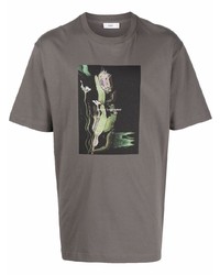 Мужская темно-серая футболка с круглым вырезом с принтом от Closed