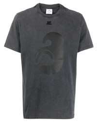 Мужская темно-серая футболка с круглым вырезом с принтом от Courrèges