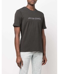 Мужская темно-серая футболка с круглым вырезом с принтом от Jacob Cohen