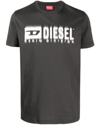 Мужская темно-серая футболка с круглым вырезом с принтом от Diesel