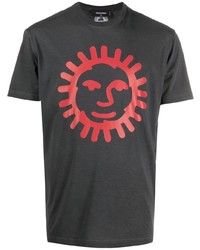 Мужская темно-серая футболка с круглым вырезом с принтом от DSQUARED2