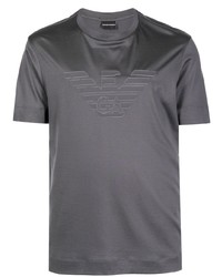 Мужская темно-серая футболка с круглым вырезом с принтом от Emporio Armani
