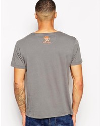 Мужская темно-серая футболка с круглым вырезом с принтом от Evisu