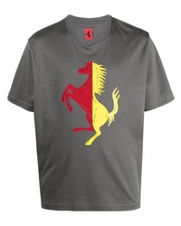 Мужская темно-серая футболка с круглым вырезом с принтом от Ferrari