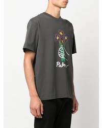 Мужская темно-серая футболка с круглым вырезом с принтом от Palmes