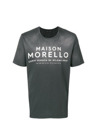 Мужская темно-серая футболка с круглым вырезом с принтом от Frankie Morello