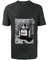 Мужская темно-серая футболка с круглым вырезом с принтом от Giorgio Armani