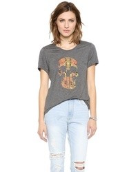 Женская темно-серая футболка с круглым вырезом с принтом от Haute Hippie