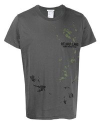 Мужская темно-серая футболка с круглым вырезом с принтом от Helmut Lang
