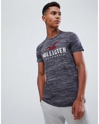Мужская темно-серая футболка с круглым вырезом с принтом от Hollister