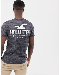 Мужская темно-серая футболка с круглым вырезом с принтом от Hollister