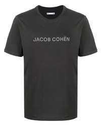 Мужская темно-серая футболка с круглым вырезом с принтом от Jacob Cohen