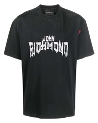 Мужская темно-серая футболка с круглым вырезом с принтом от John Richmond