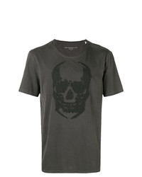 Мужская темно-серая футболка с круглым вырезом с принтом от John Varvatos