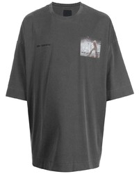 Мужская темно-серая футболка с круглым вырезом с принтом от Juun.J