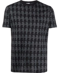 Мужская темно-серая футболка с круглым вырезом с принтом от Karl Lagerfeld