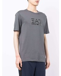 Мужская темно-серая футболка с круглым вырезом с принтом от Ea7 Emporio Armani