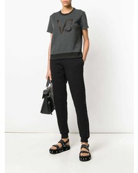 Женская темно-серая футболка с круглым вырезом с принтом от Versace Jeans