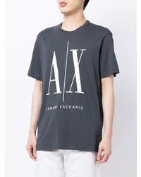 Мужская темно-серая футболка с круглым вырезом с принтом от Armani Exchange