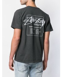 Мужская темно-серая футболка с круглым вырезом с принтом от Stussy