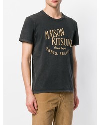 Мужская темно-серая футболка с круглым вырезом с принтом от MAISON KITSUNÉ