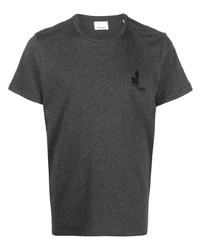 Мужская темно-серая футболка с круглым вырезом с принтом от MARANT