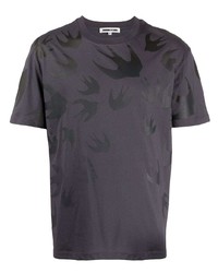 Мужская темно-серая футболка с круглым вырезом с принтом от McQ Swallow