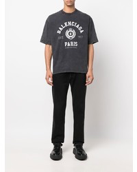 Мужская темно-серая футболка с круглым вырезом с принтом от Balenciaga