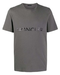 Мужская темно-серая футболка с круглым вырезом с принтом от Moncler
