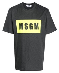 Мужская темно-серая футболка с круглым вырезом с принтом от MSGM